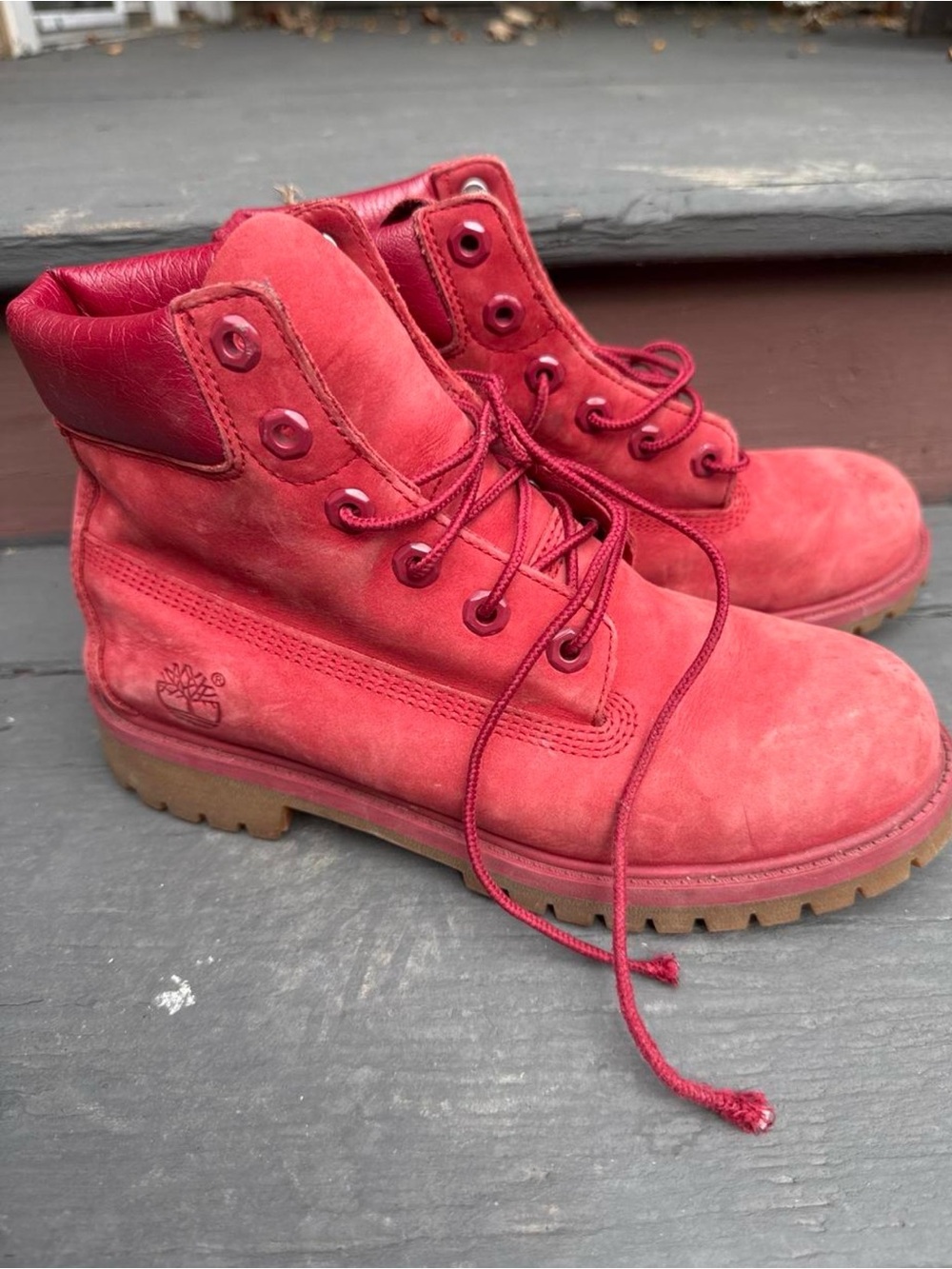 Timberland 6-Inch Premium Red Boots Boys Youth Size 6 A13HV